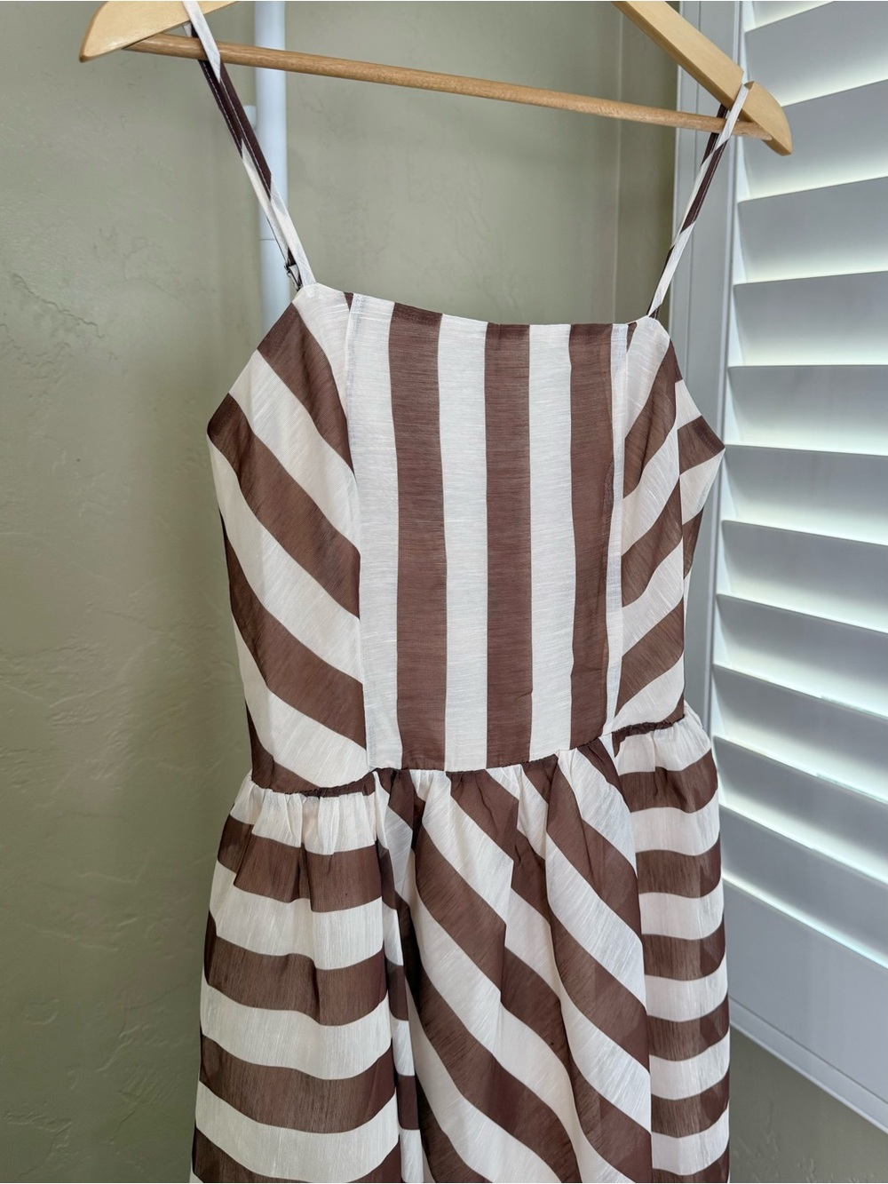 Commense Brown and Cream Striped Maxi Dress - Picture 5 of 9
